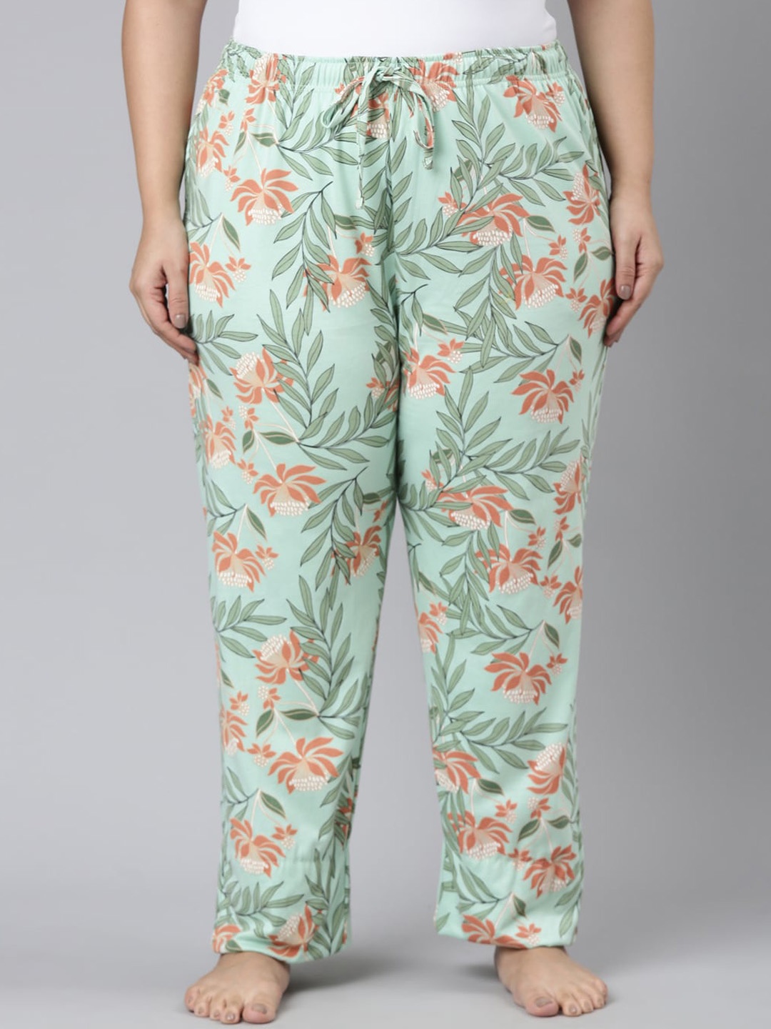 

Go Colors Women Plus Size Floral-Printed Relaxed-Fit Cotton Lounge Pants, Green