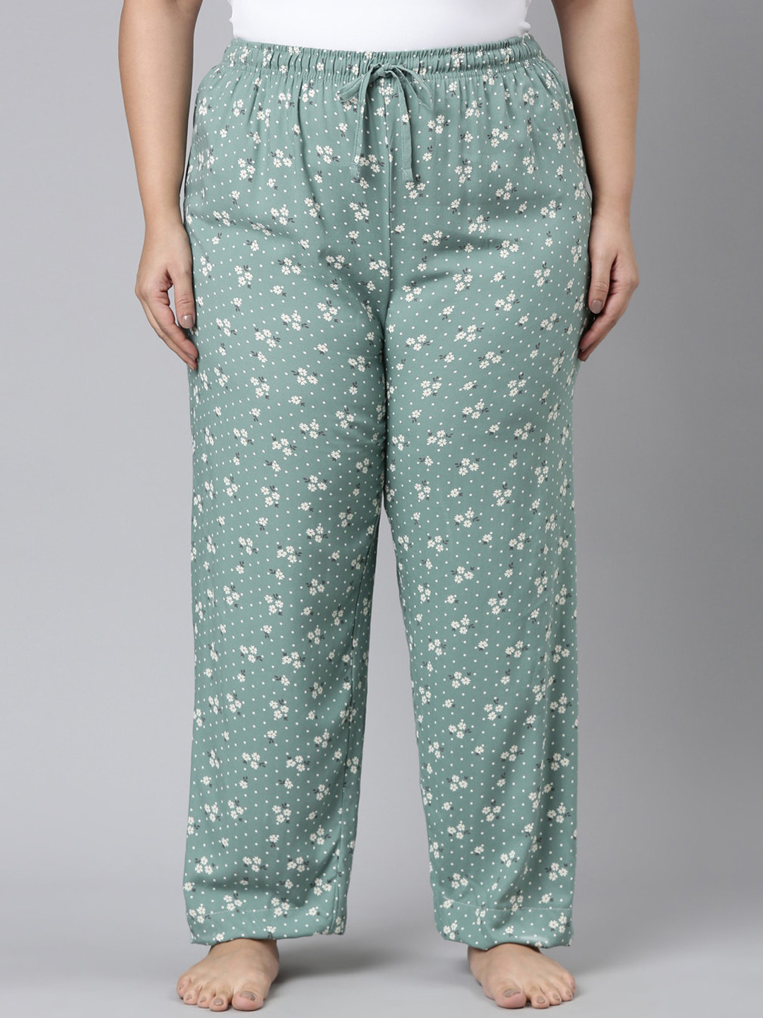 

Go Colors Women Plus Size Floral-Printed Relaxed-Fit Lightweight Lounge Pants, Green