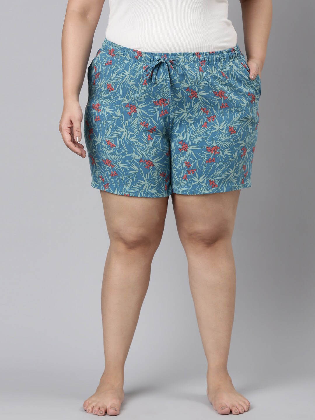 

Go Colors Women Printed Lounge Shorts, Blue