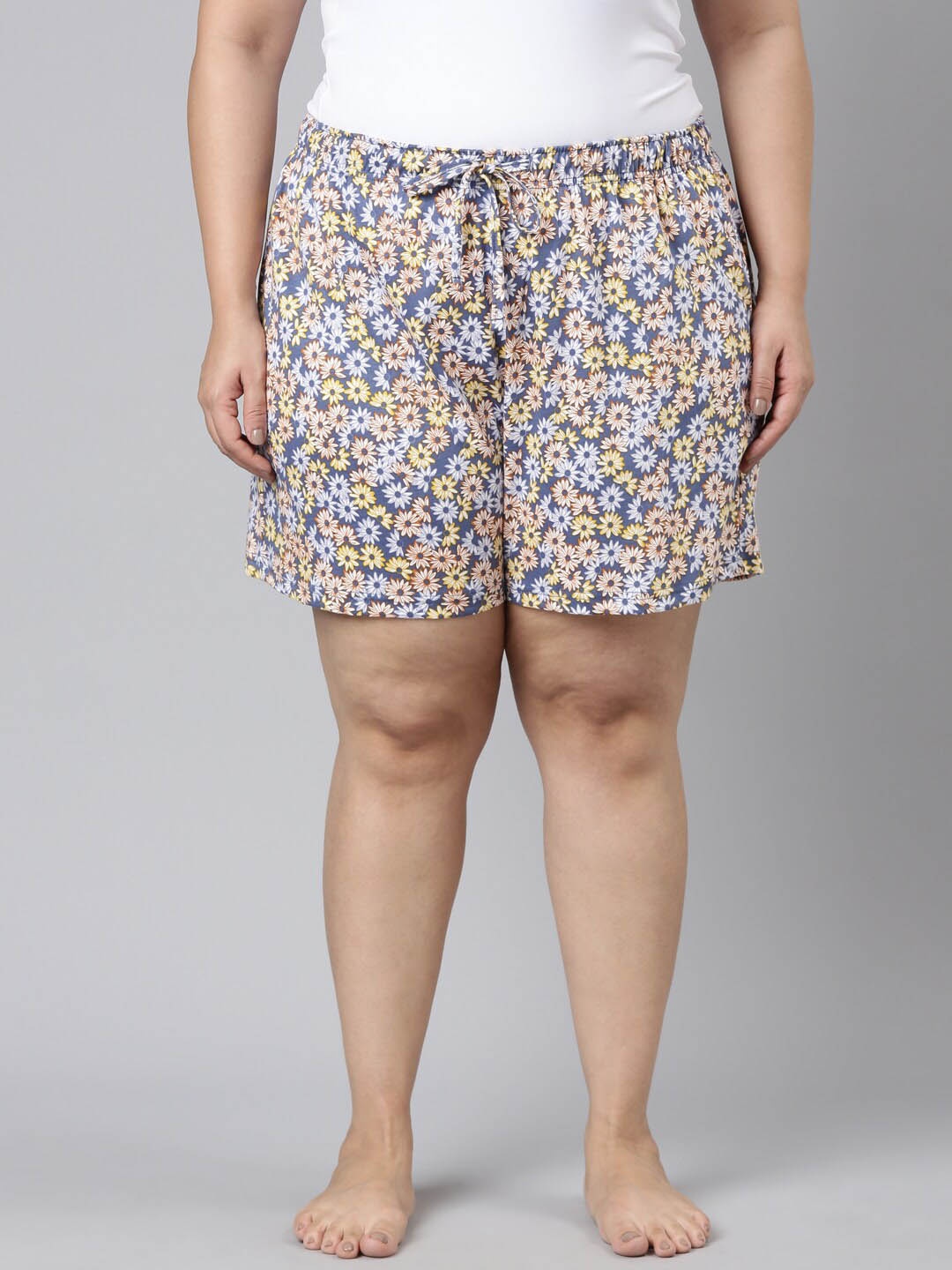

Go Colors Women Printed Lounge Shorts, Blue