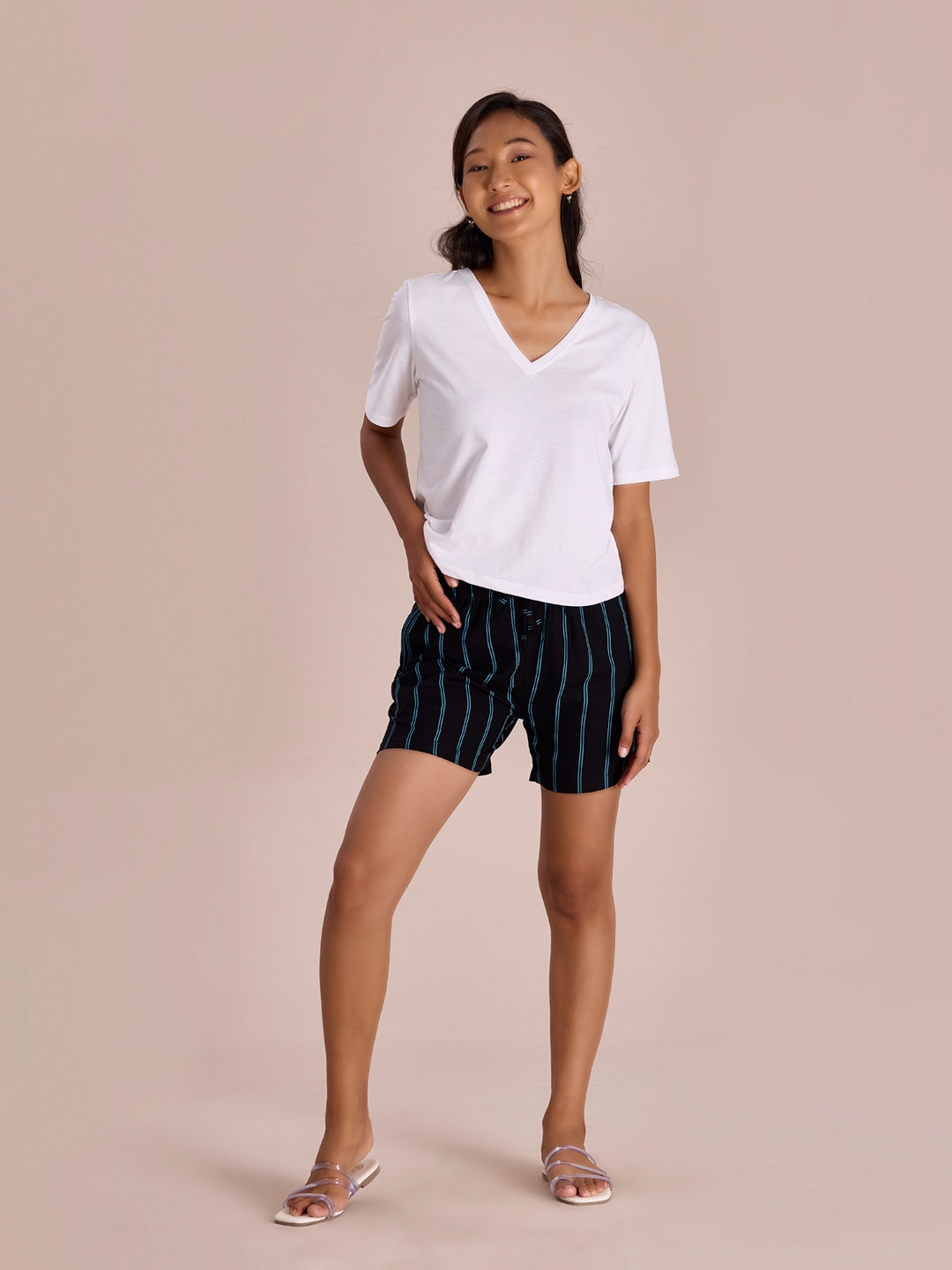 

Go Colors Women Printed Lounge Shorts, Black