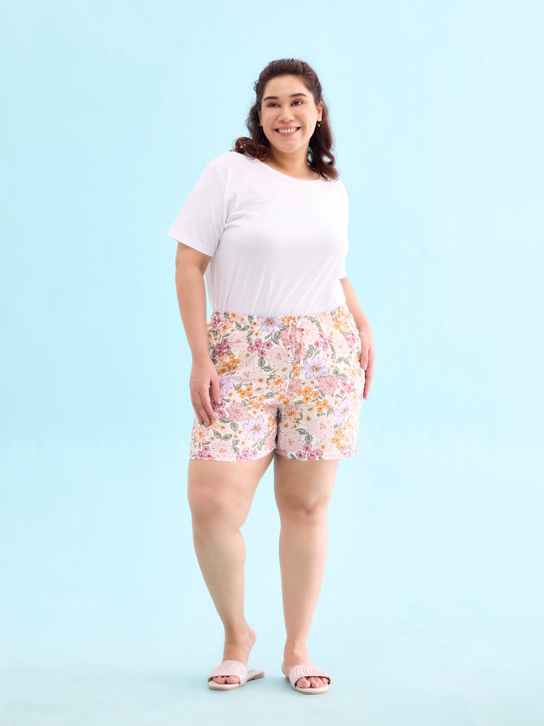 

Go Colors Women Printed Lounge Shorts, White