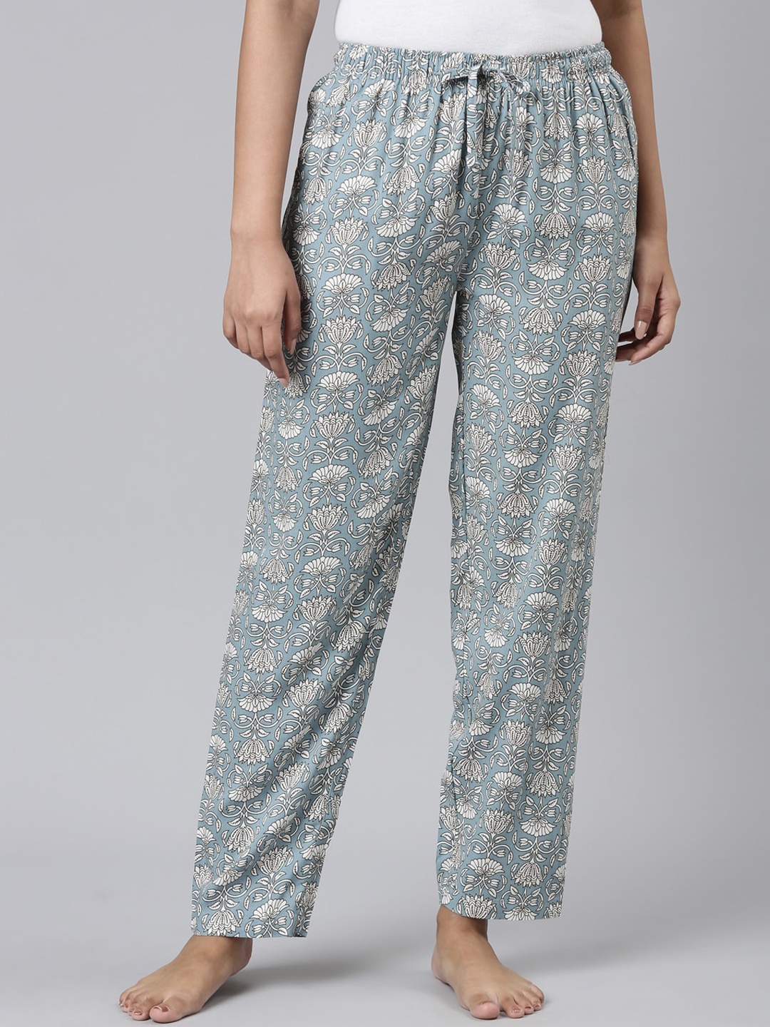 

Go Colors Women Floral-Printed Relaxed-Fit Lightweight Lounge Pants, Blue