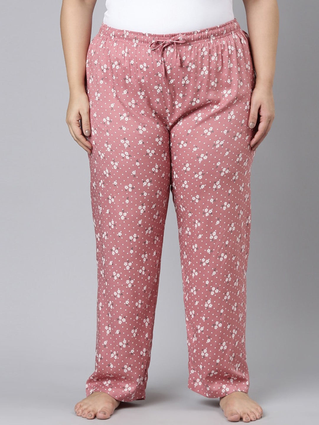 

Go Colors Women Plus Size Floral-Printed Relaxed-Fit Lightweight Lounge Pants, Pink