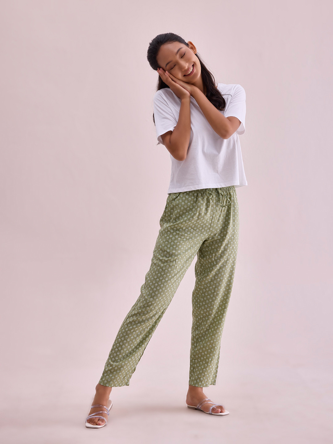 

Go Colors Women Printed Relaxed-Fit Lightweight Lounge Pants, Green