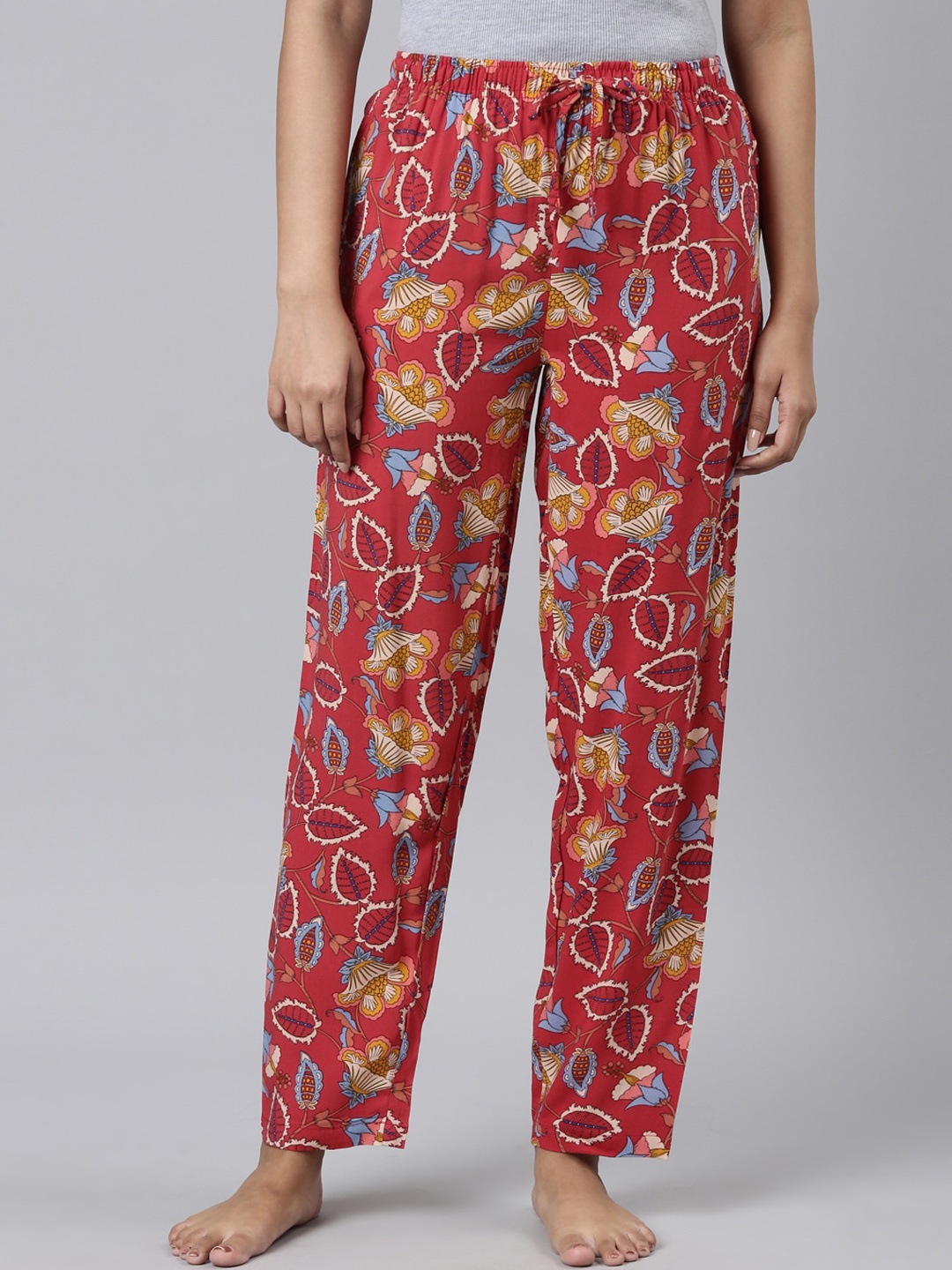 

Go Colors Women Floral-Printed Relaxed-Fit Lightweight Lounge Pants, Red