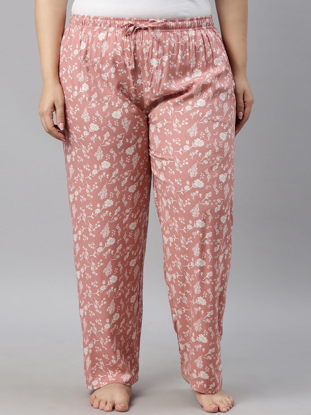 

Go Colors Women Plus Size Floral-Printed Relaxed-Fit Lightweight Lounge Pants, Pink