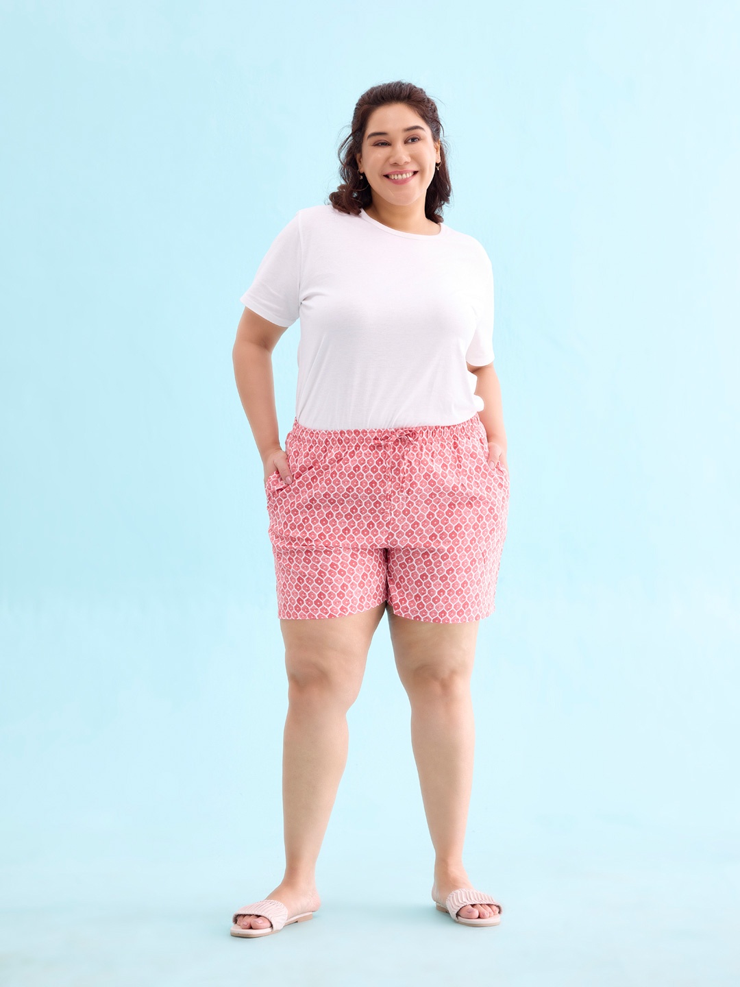

Go Colors Women Printed Lounge Shorts, Pink