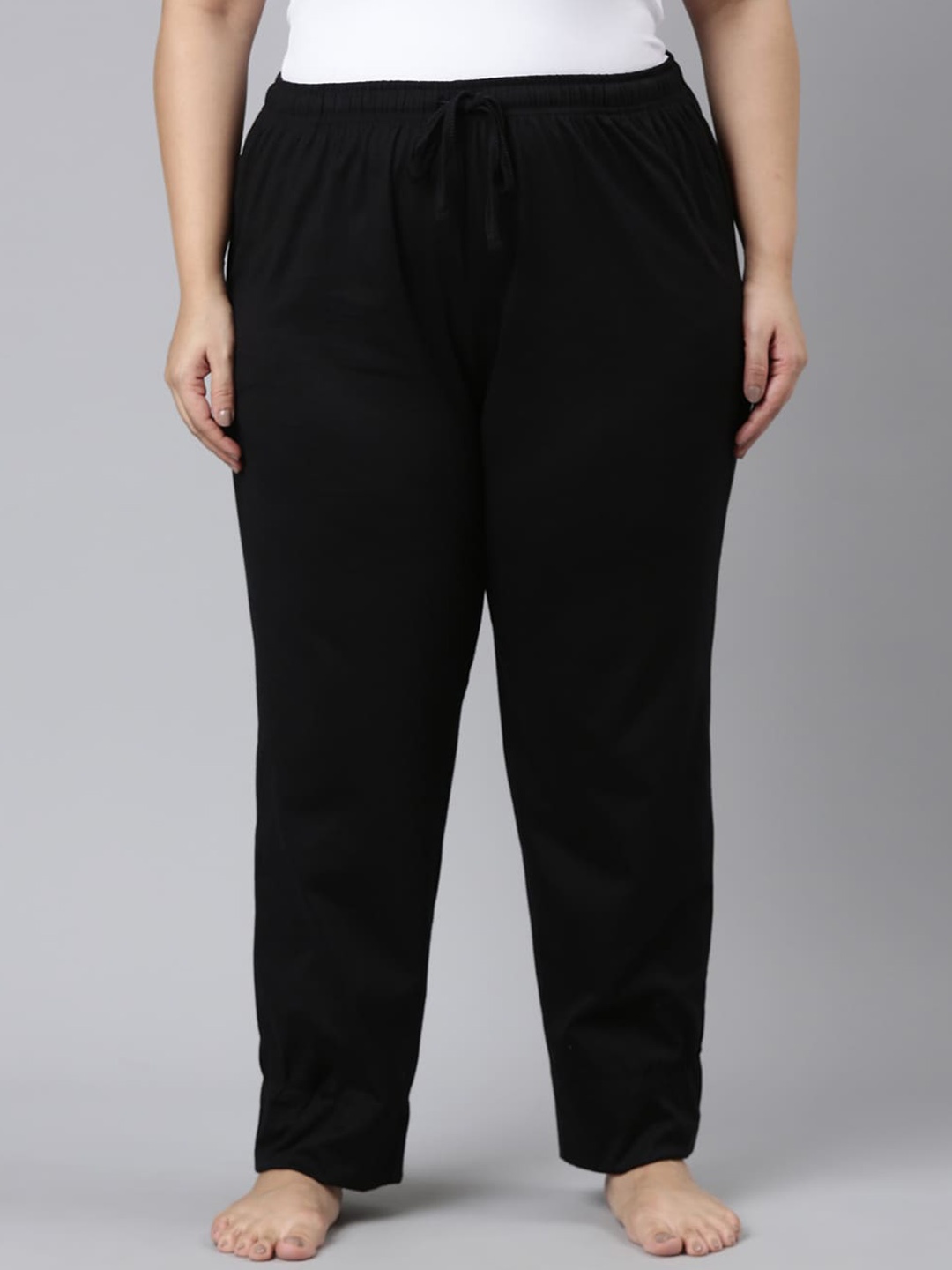 

Go Colors Women Plus Size Relaxed-Fit Lightweight Cotton Lounge Pants, Black