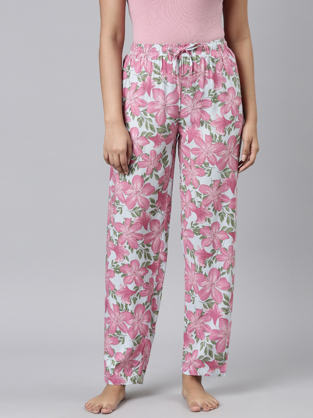 

Go Colors Women Floral-Printed Relaxed-Fit Lightweight Lounge Pants, Blue