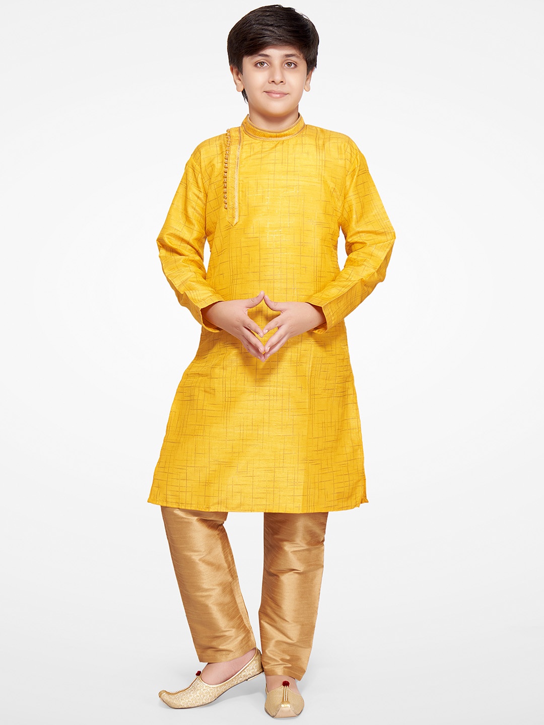 

BAESD Boys Abstract Printed Kurta With Pyjamas, Yellow