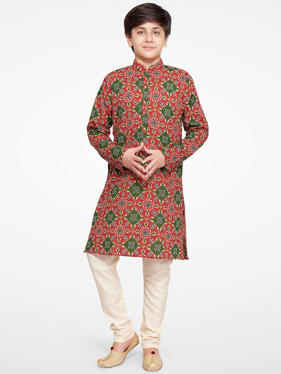 

BAESD Boys Ethnic Motifs Printed Kurta With Pyjamas, Red