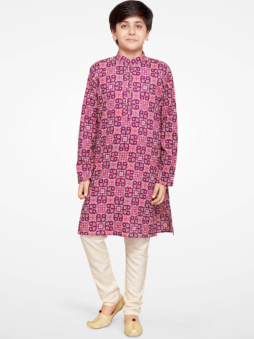

BAESD Boys Ethnic Motifs Printed Kurta with Pyjamas, Purple