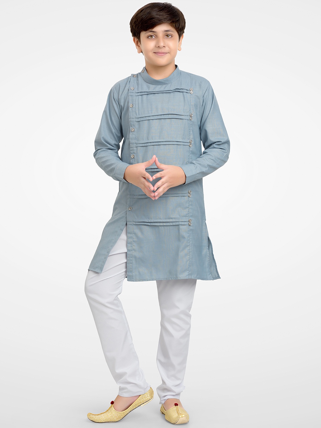 

BAESD Boys Pleated Kurta with Pyjamas, Grey