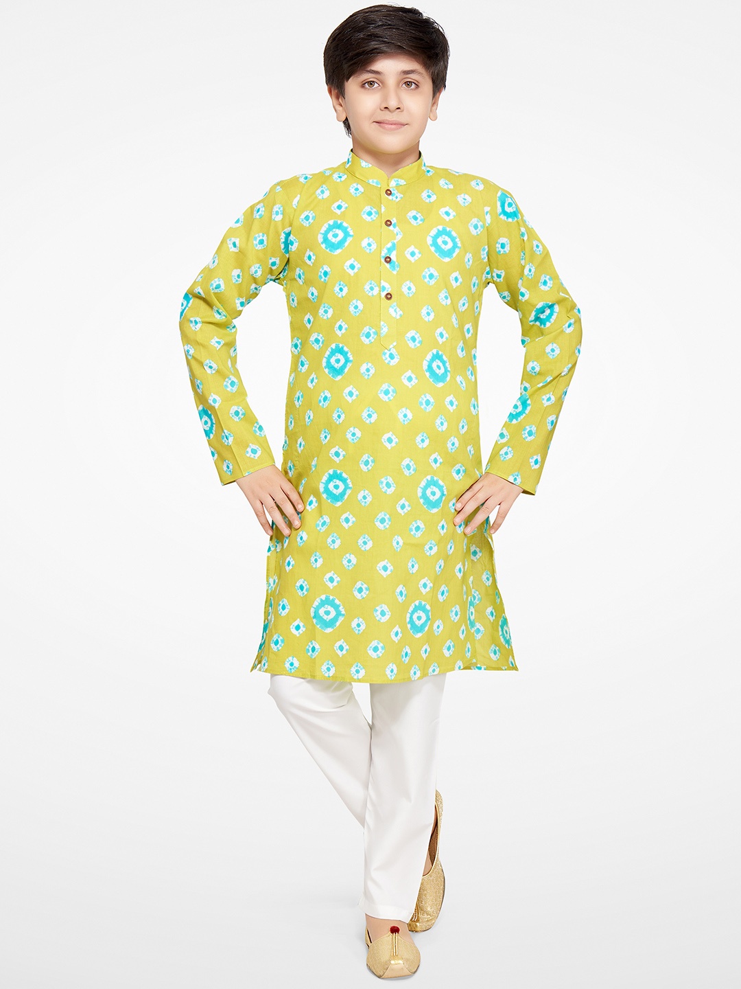 

BAESD Boys Bandhani Printed Kurta with Pyjamas, Green