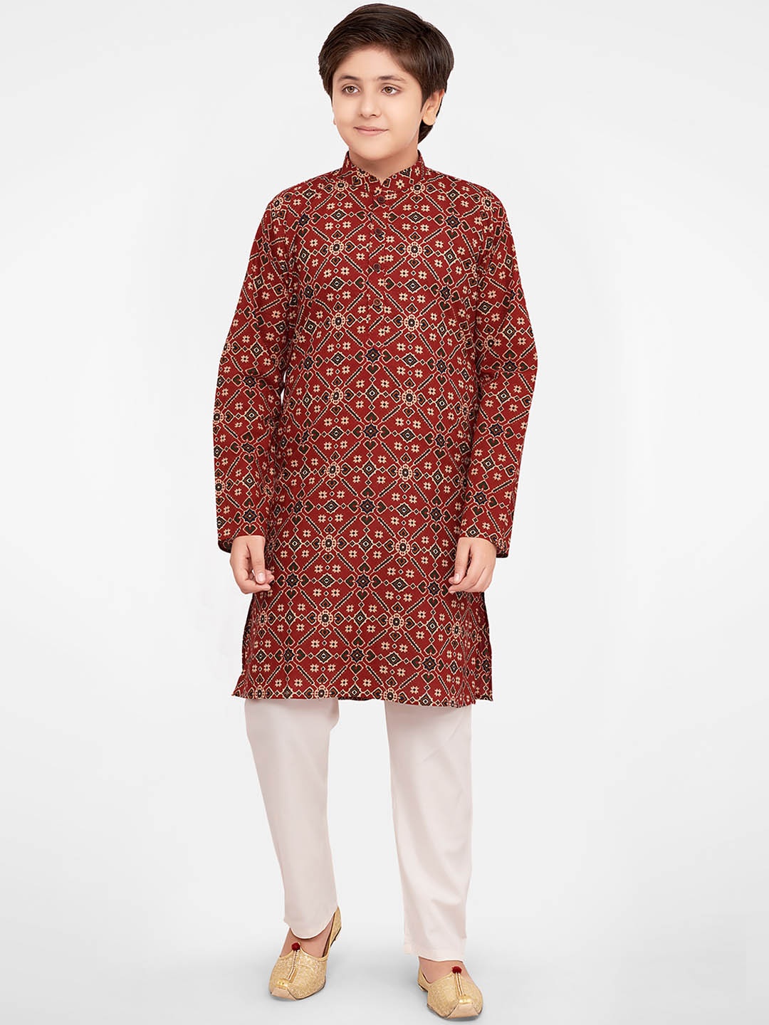 

BAESD Boys Ethnic Motifs Printed Kurta with Pyjamas, Maroon