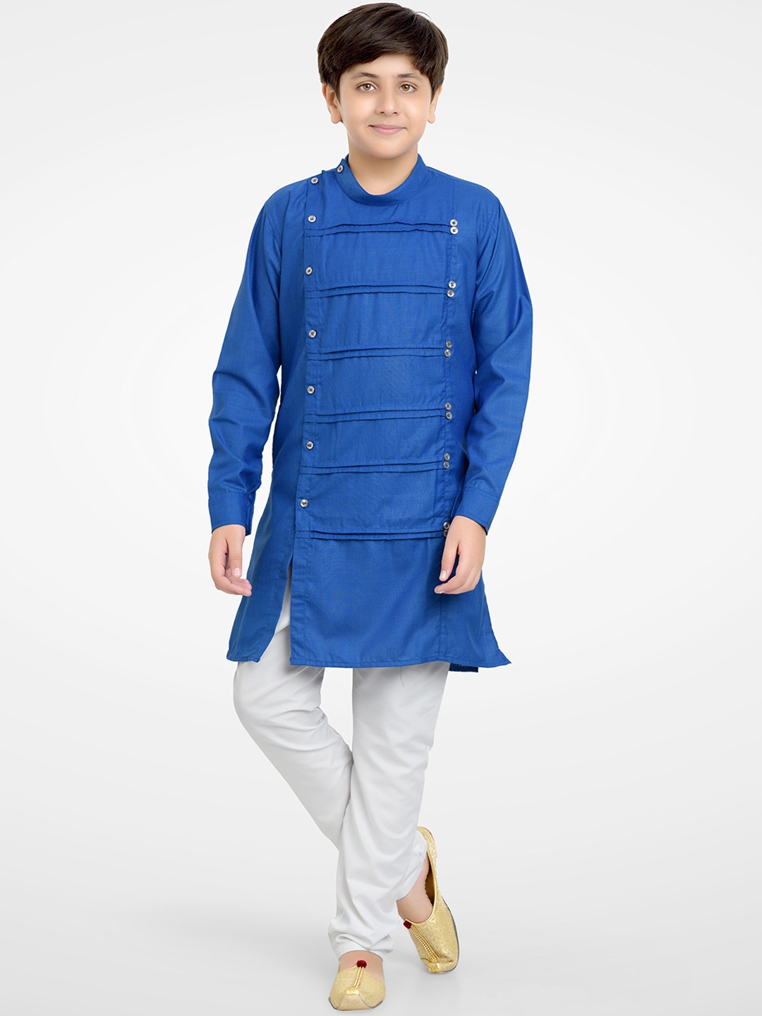 

BAESD Boys Pleated Kurta with Pyjamas, Blue