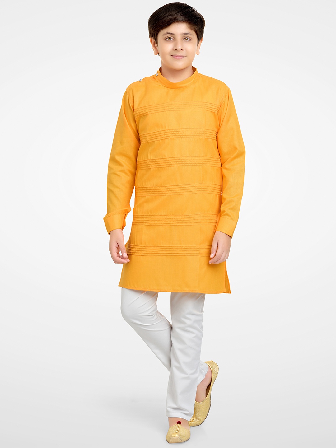 

BAESD Boys Striped Regular Kurta With Pyjamas, Orange