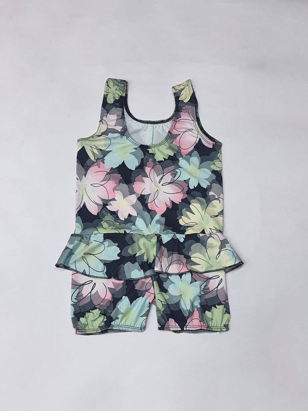 

Apraa & Parma Girls Floral Printed Swimming Dress With Attached Shorts, Black