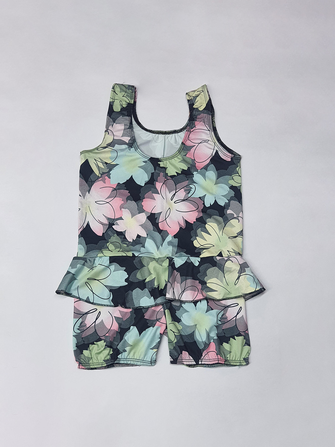 

Apraa & Parma Girls Floral Printed Swimming Dress With Attached Shorts, Black