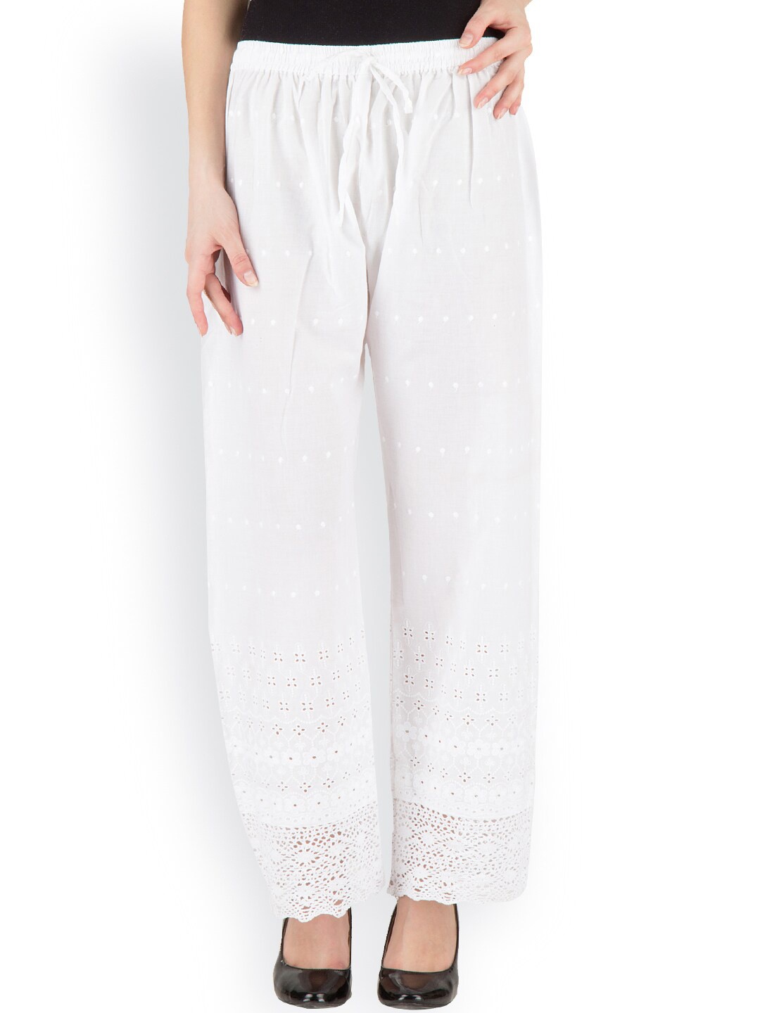 

Castle Lifestyle Women White Knitted Palazzos