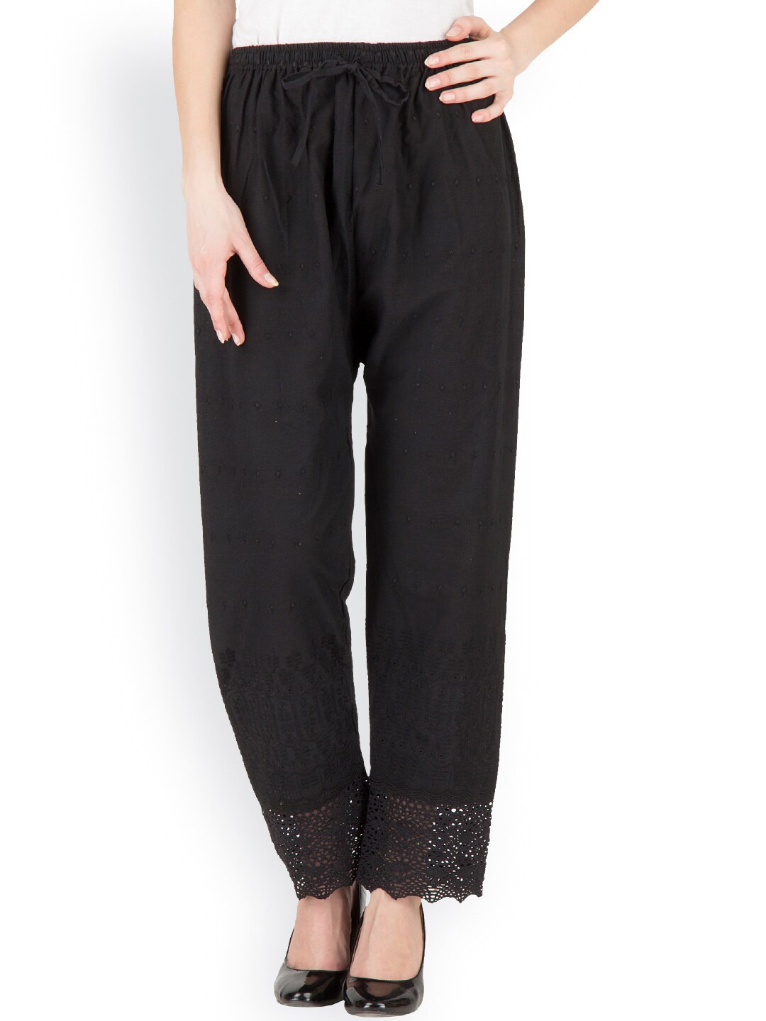 

Castle Lifestyle Women Black Knitted Palazzos