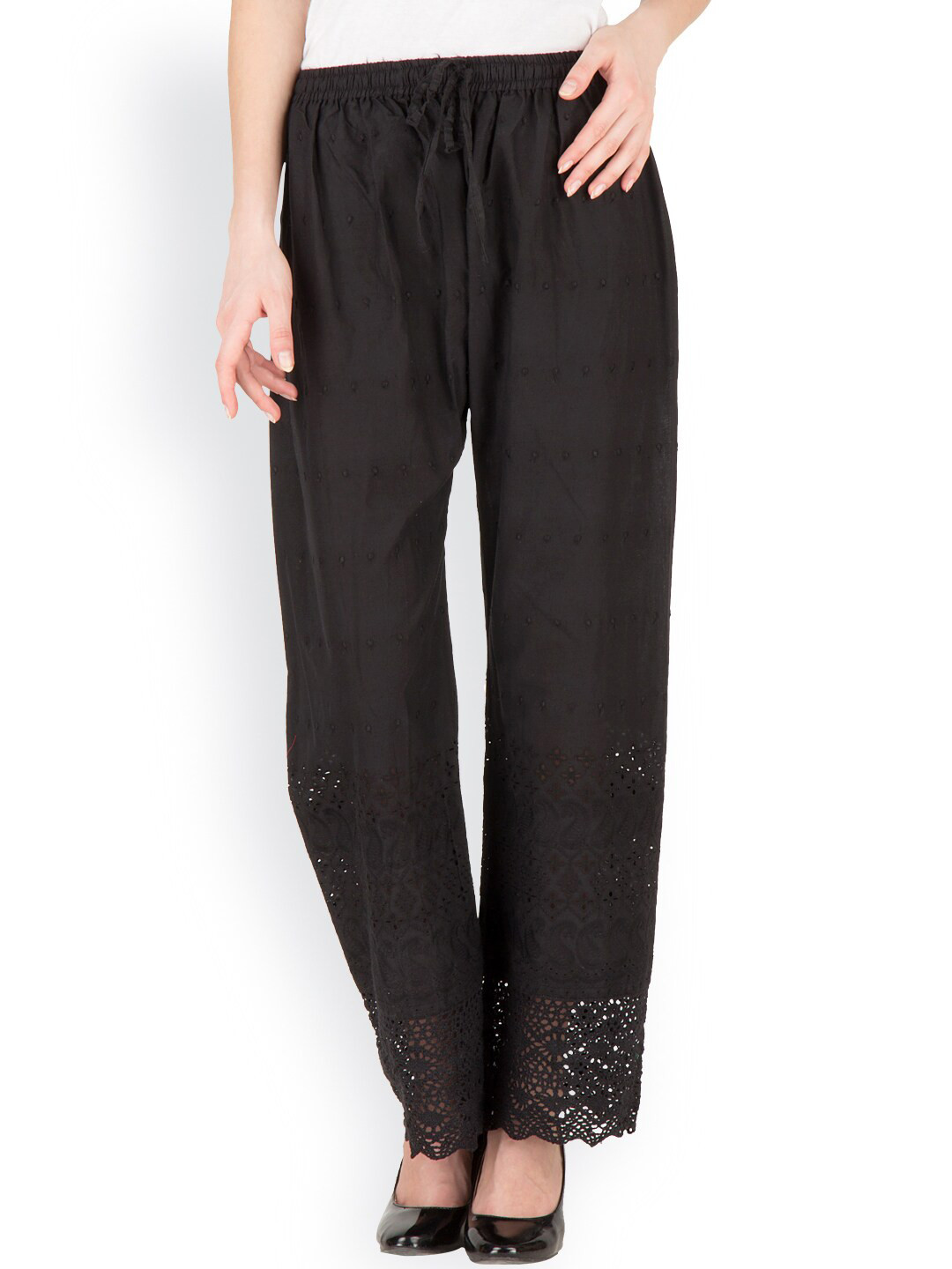 

Castle Lifestyle Women Black Knitted Ethnic Palazzos