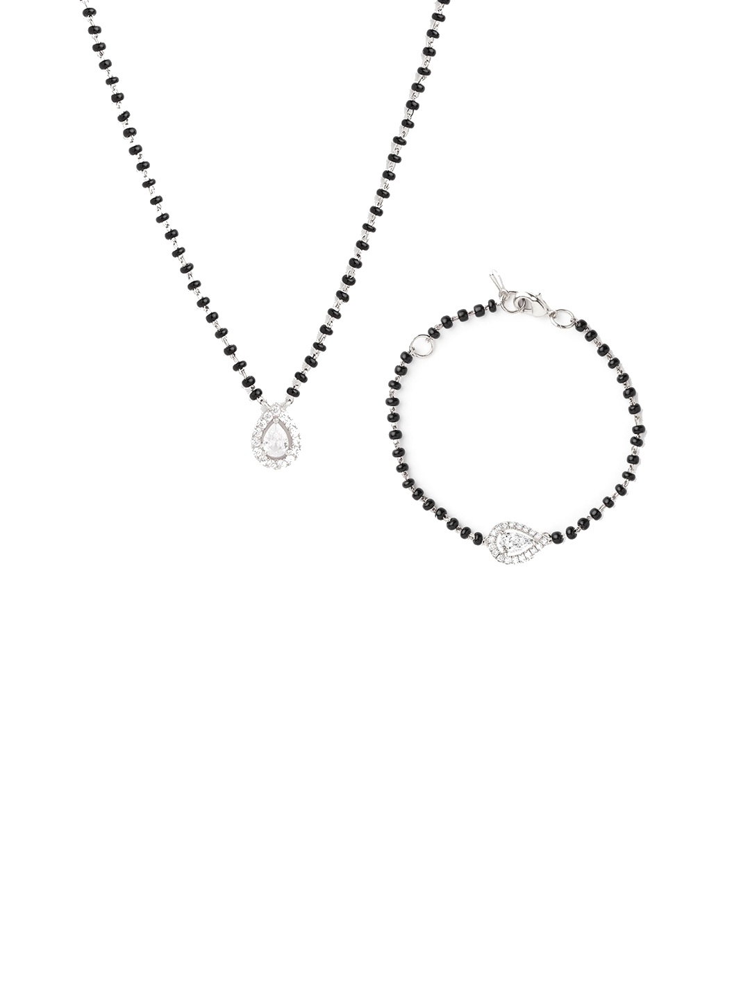 

MINUTIAE Silver-Plated Beaded Necklace and Bracelet