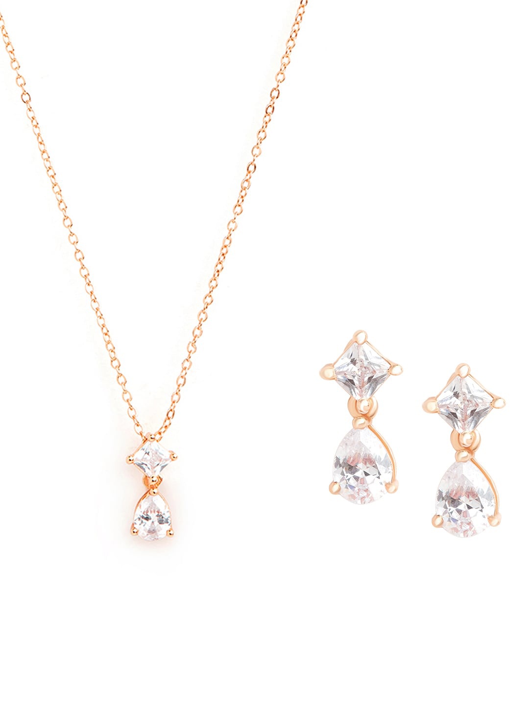 

MINUTIAE Rose Gold-Plated Crystals Studded Jewellery Set