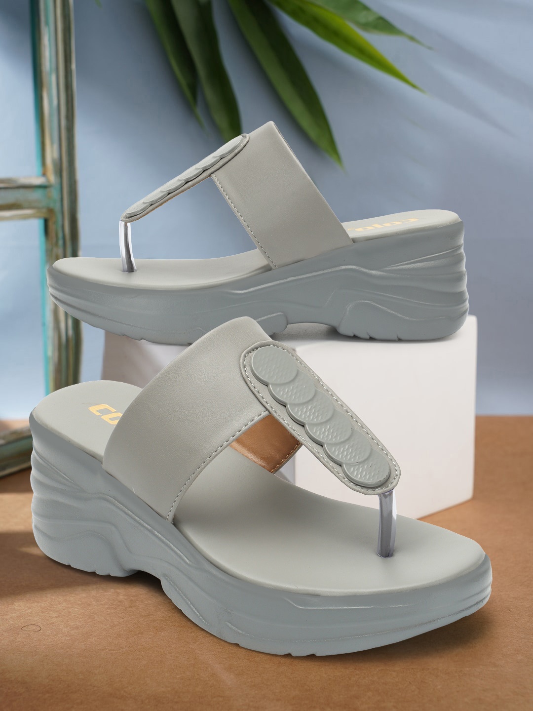 

Colo T-Strap Platform Heels, Grey