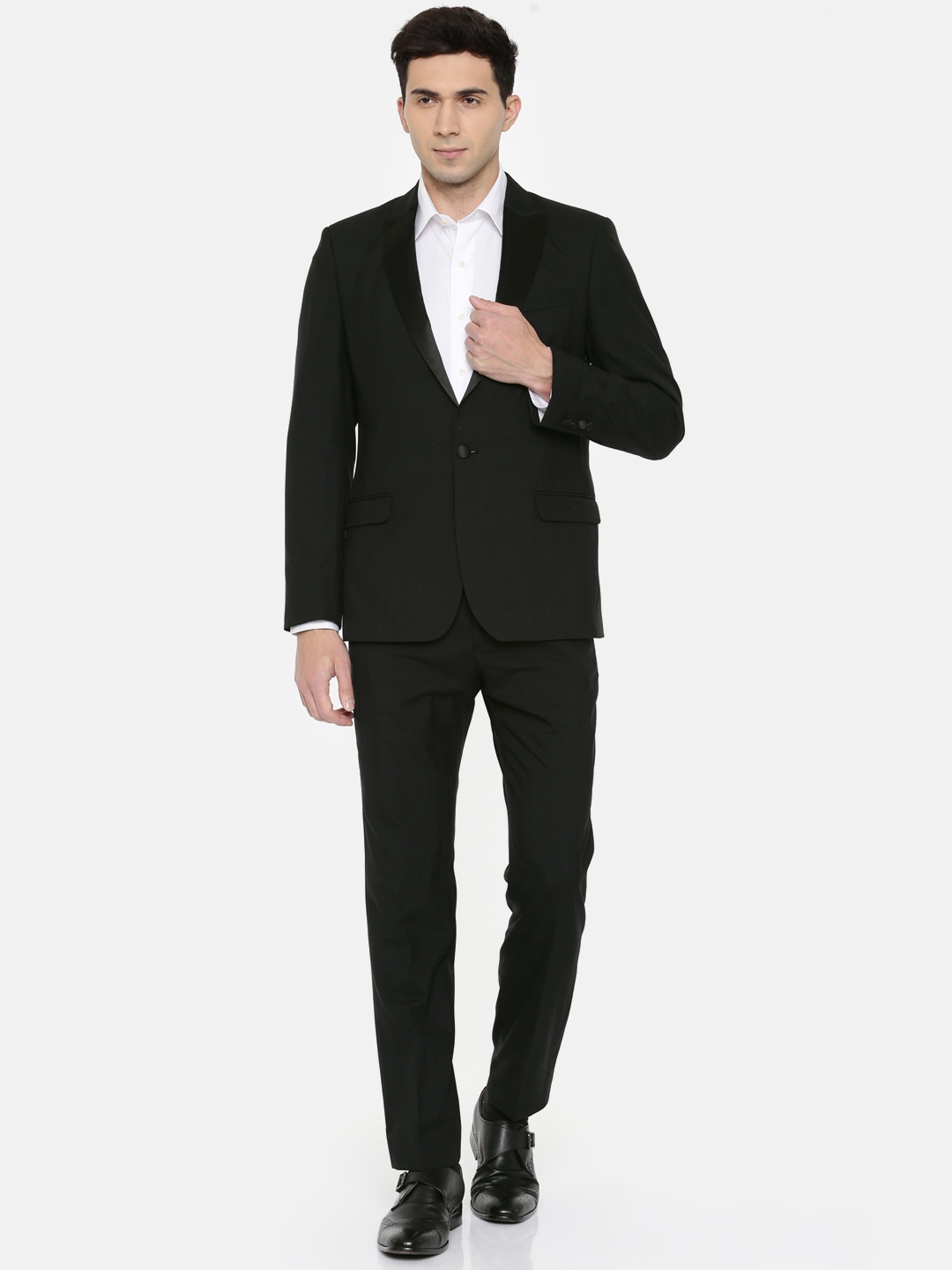 

Arrow Black Checked Single-Breasted Tailored Fit Casual Suit
