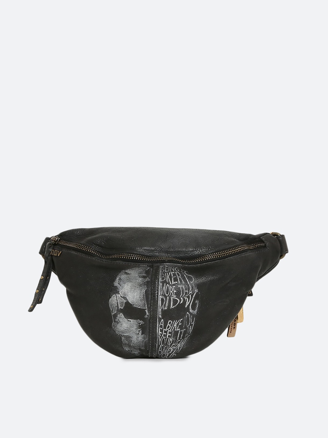 

ART N VINTAGE Leather Textured Waist Pouch, Black