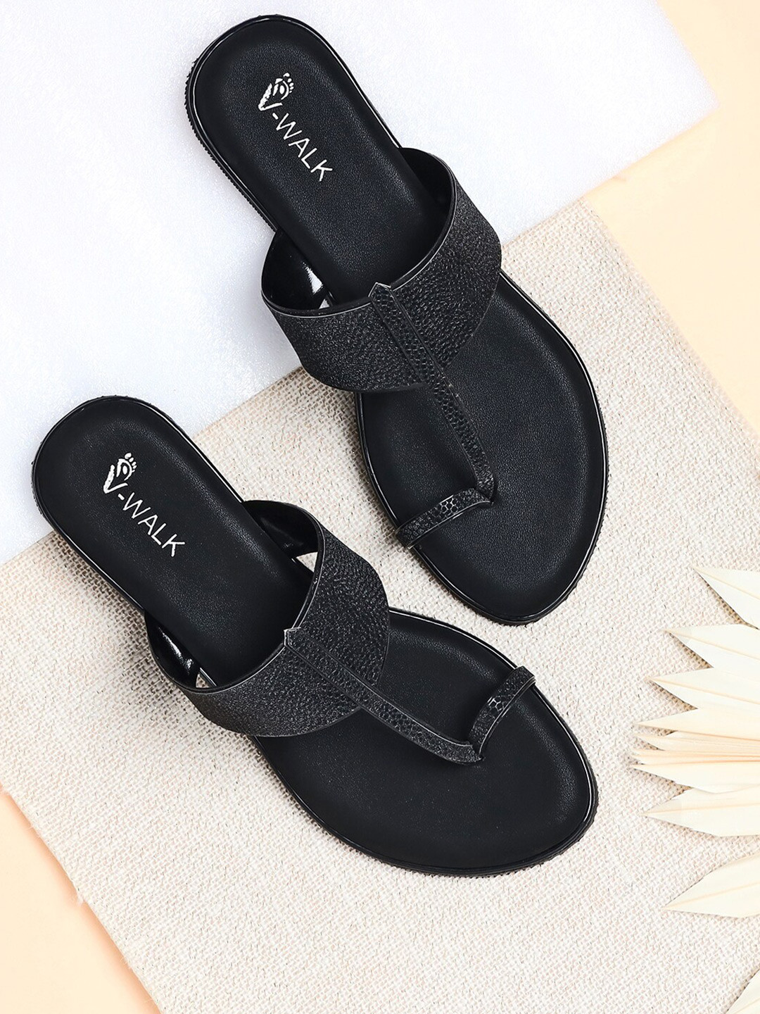 

V-WALK Embellished One Toe Flats, Black