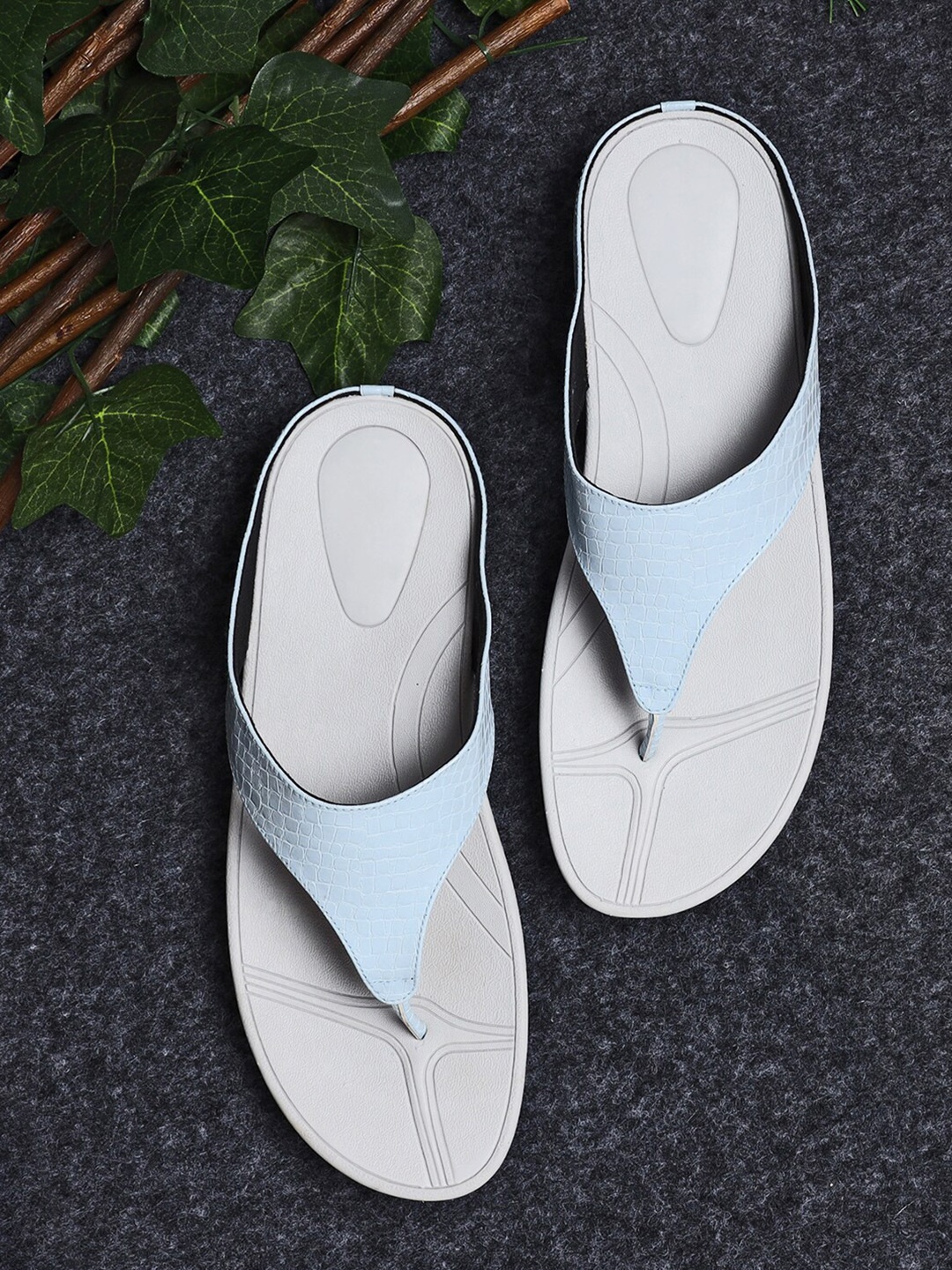 

V-WALK Textured Open Toe Comfort Heels, Blue