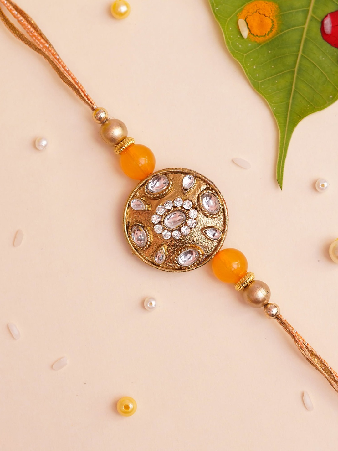 

The Magic Wand Stone-studded & Beaded Rakhi, Gold