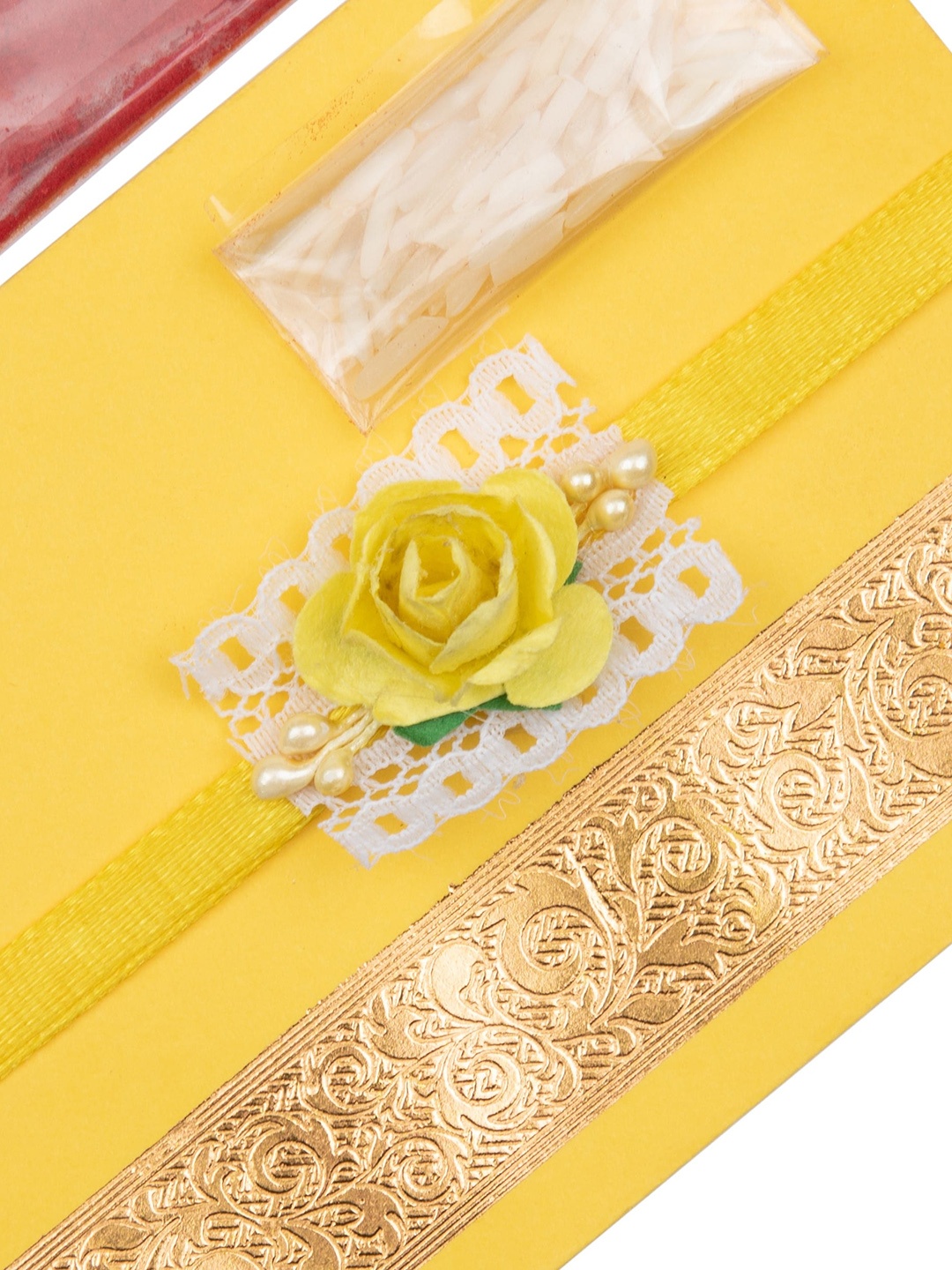 

The Magic Wand Rose Flower Charm Rakhi, Yellow