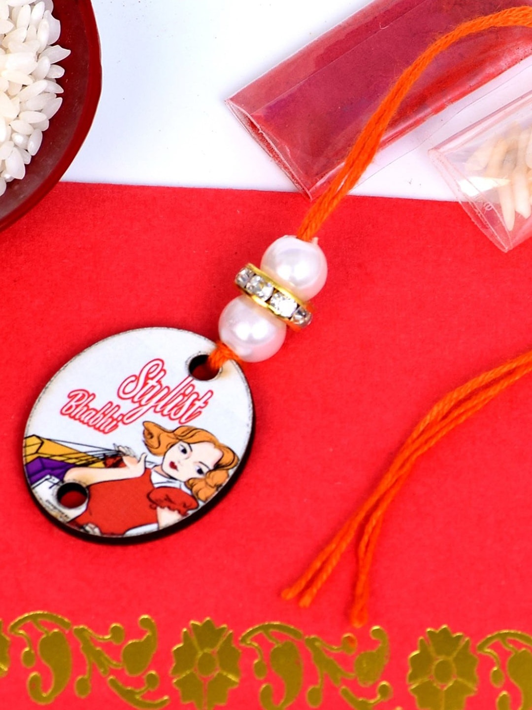 

The Magic Wand Stylist Bhabhi Rakhi, Red