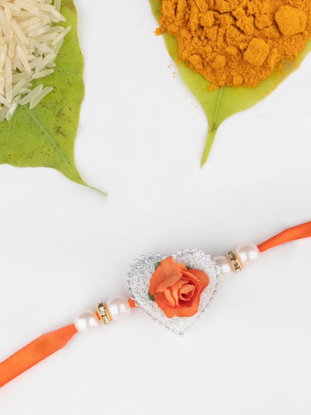 

The Magic Wand Rose Flower Charm Rakhi, Orange