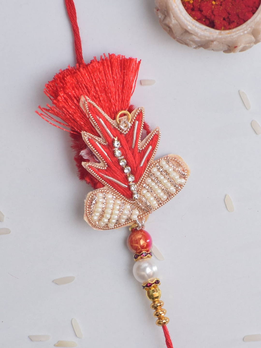 

The Magic Wand Stone-studded & Beaded Rakhi, Gold