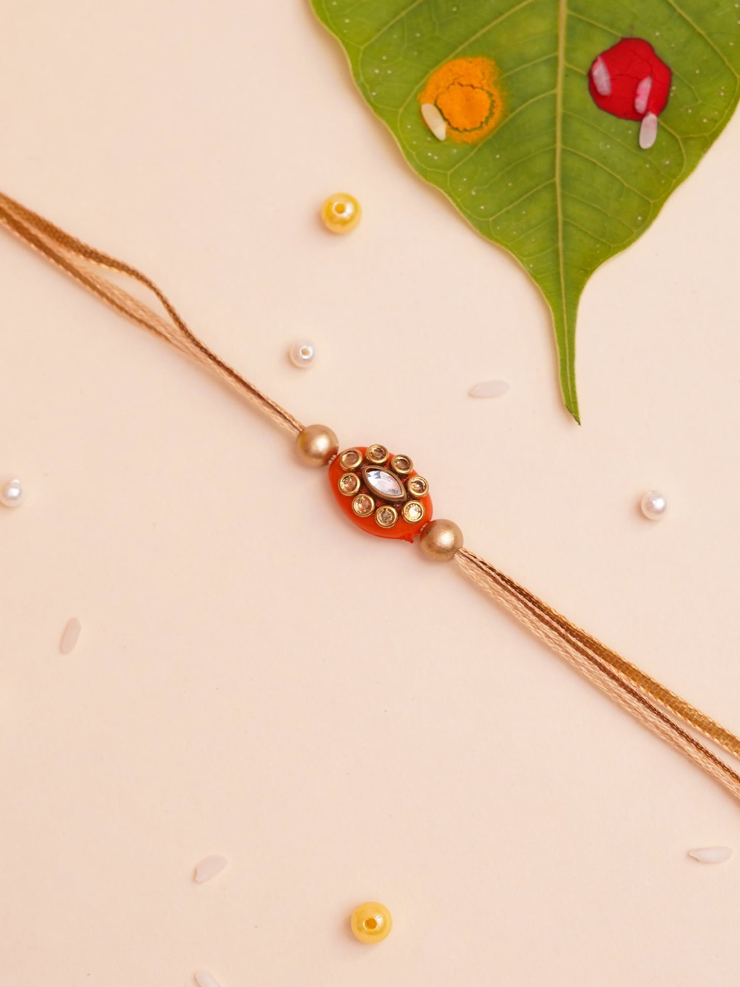 

The Magic Wand Stone-studded & Beaded Rakhi, Gold