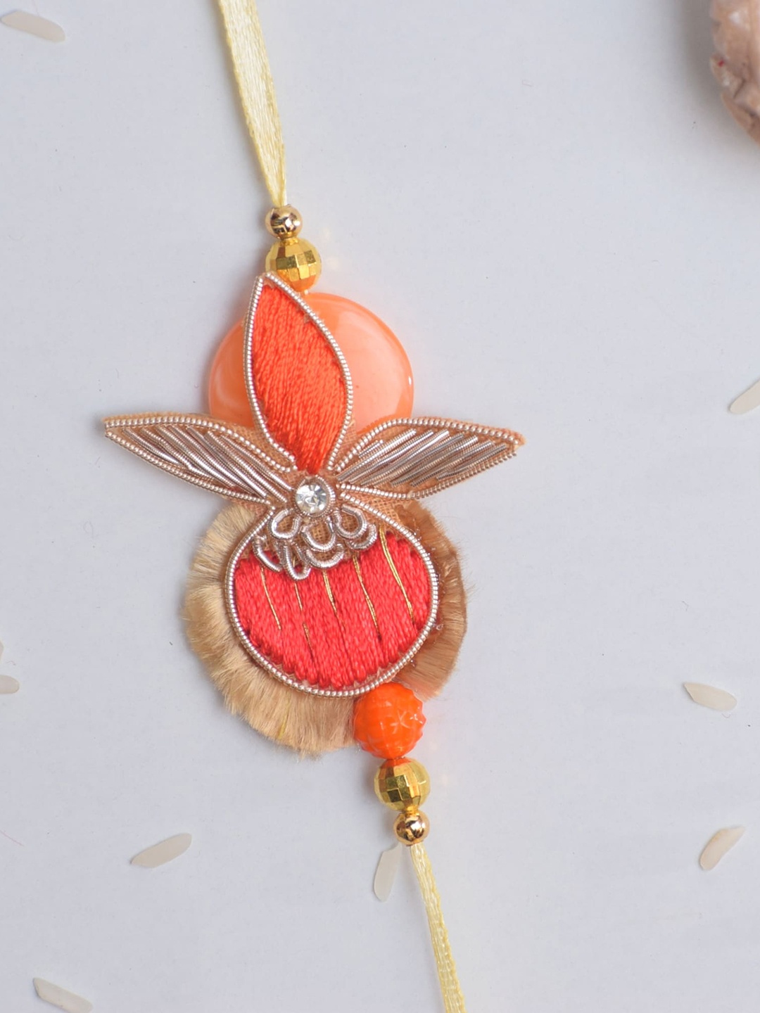 

The Magic Wand Stone-studded & Beaded Rakhi, Orange
