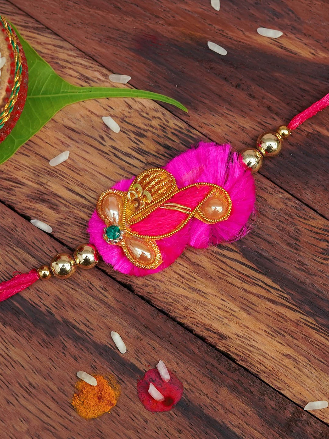 

The Magic Wand Stone-studded & Beaded Rakhi, Gold