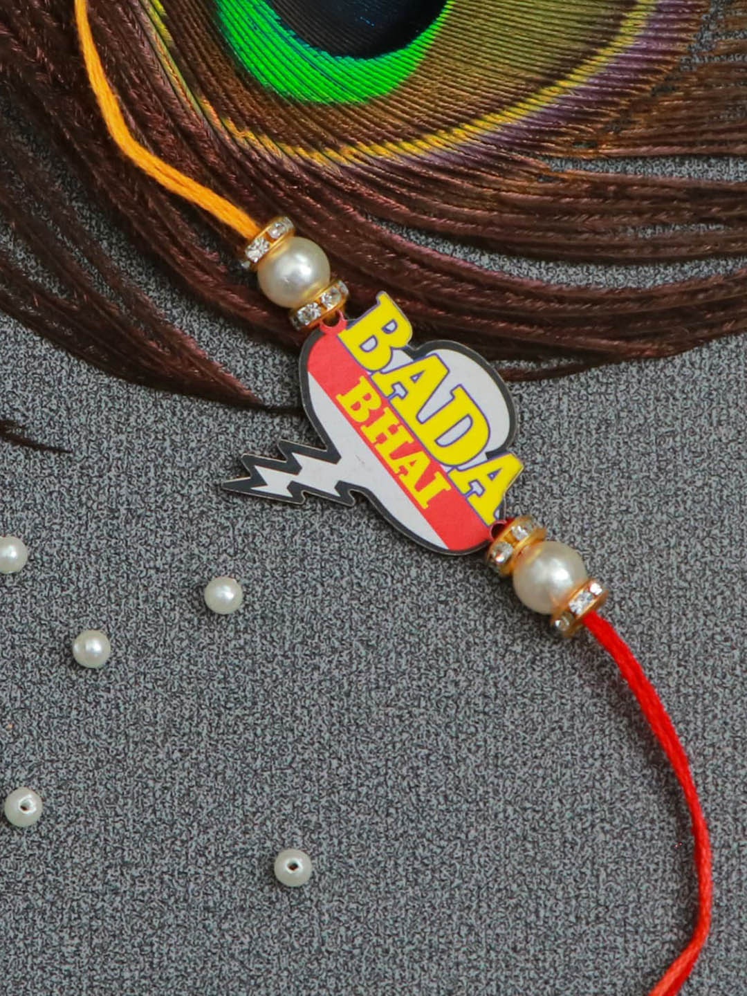 

The Magic Wand Beaded Bada Bhai Charm Rakhi, Red
