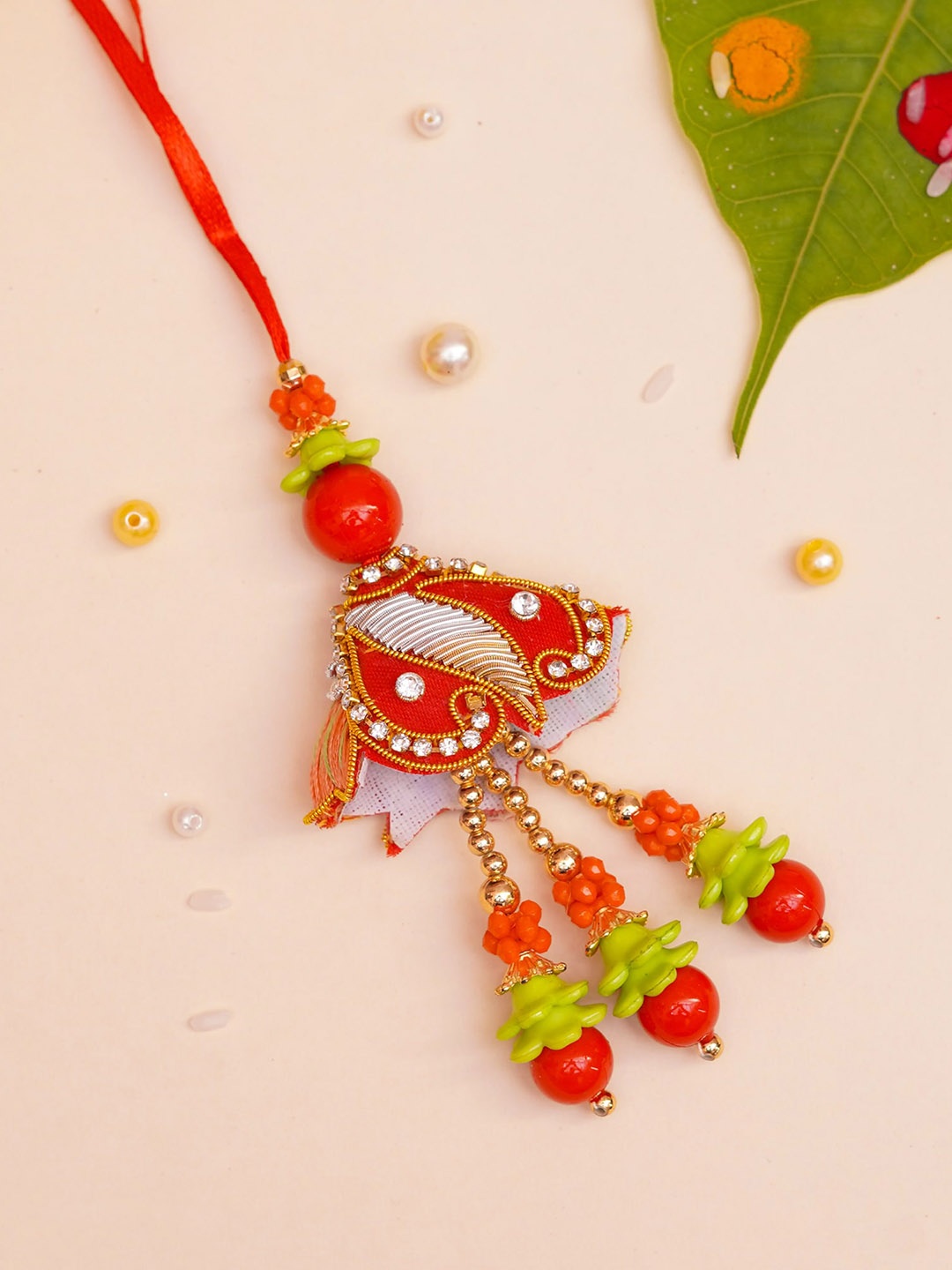 

The Magic Wand Stone-studded & Beaded Lumba Rakhi, Gold