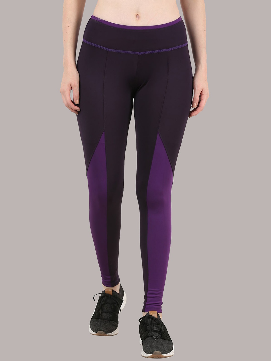 

The Dance Bible Women Colourblocked Rapid-Dry Technology Sports Tights, Purple