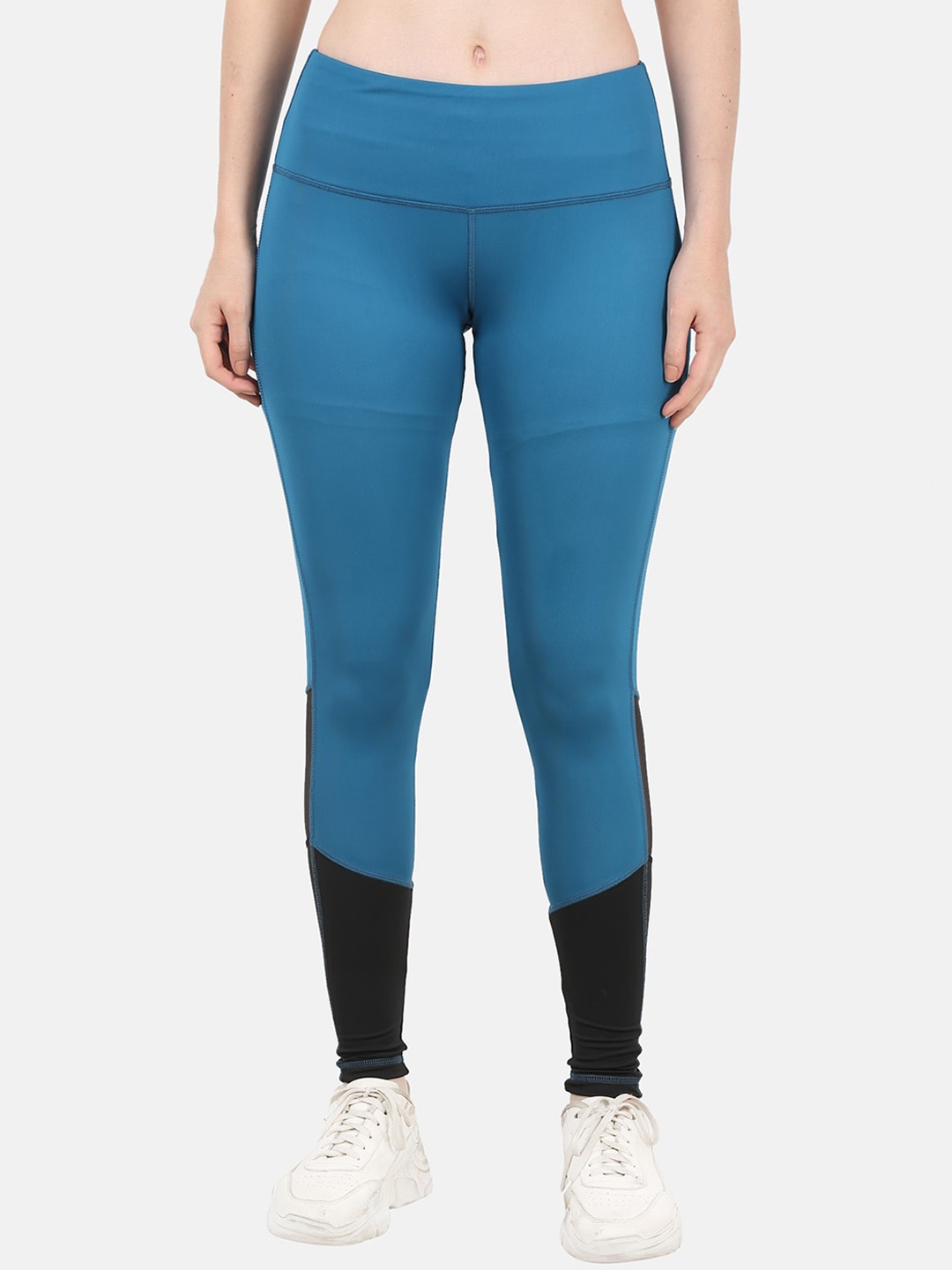 

The Dance Bible Women Colourblocked Rapid-Dry Technology Sports Tights, Blue