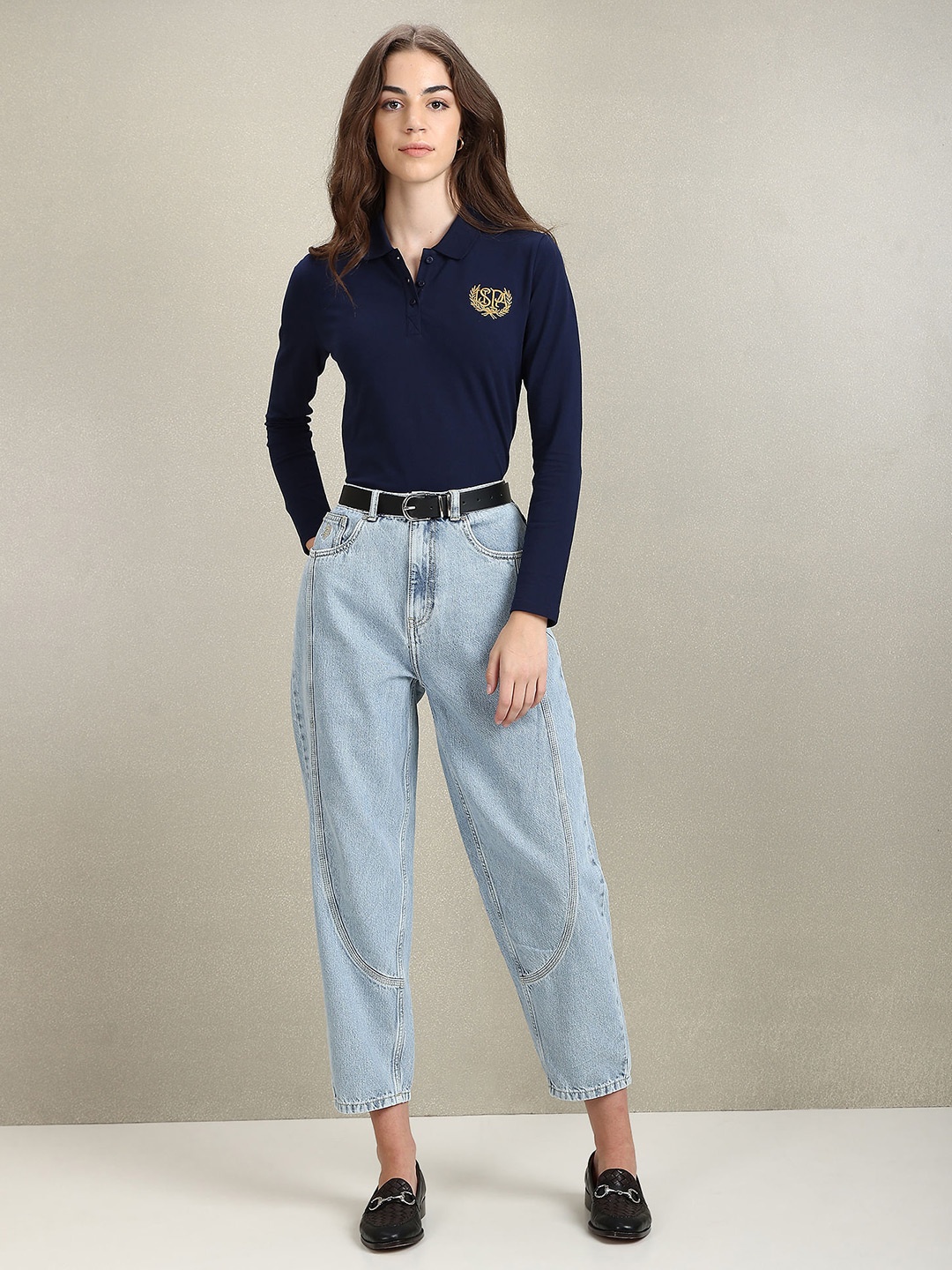 

U.S. Polo Assn. Women Polo Collar Slim Fit Cotton Casual T-shirt, Blue