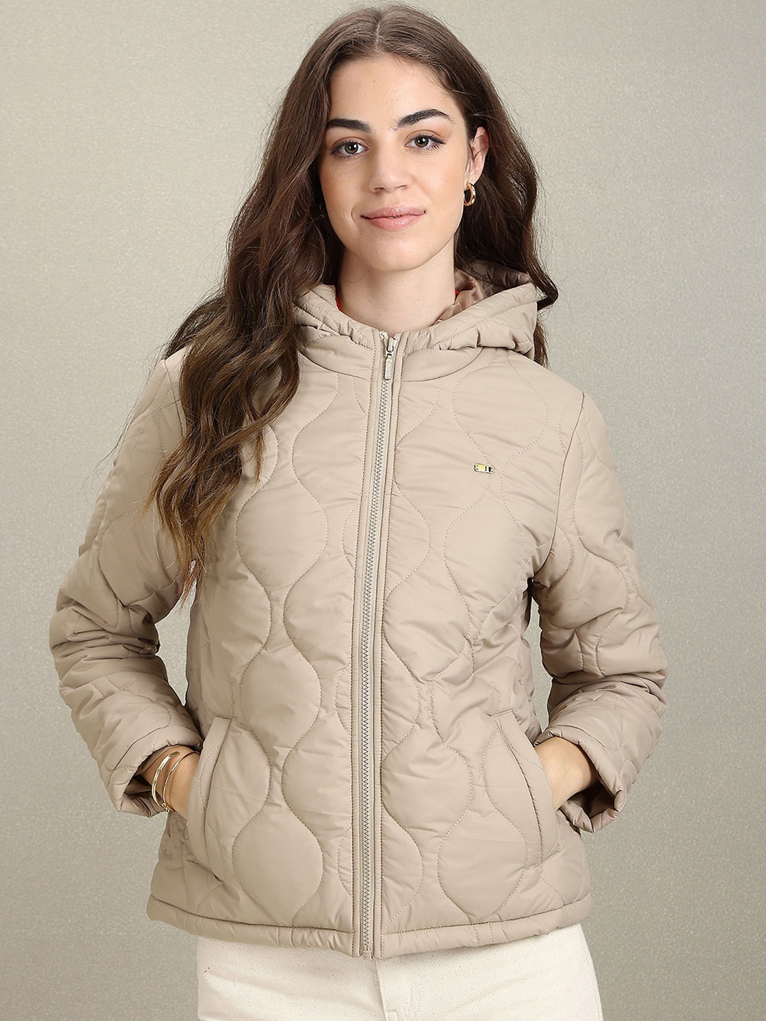 

U.S. Polo Assn. Women Hooded Quilted Jacket, Beige