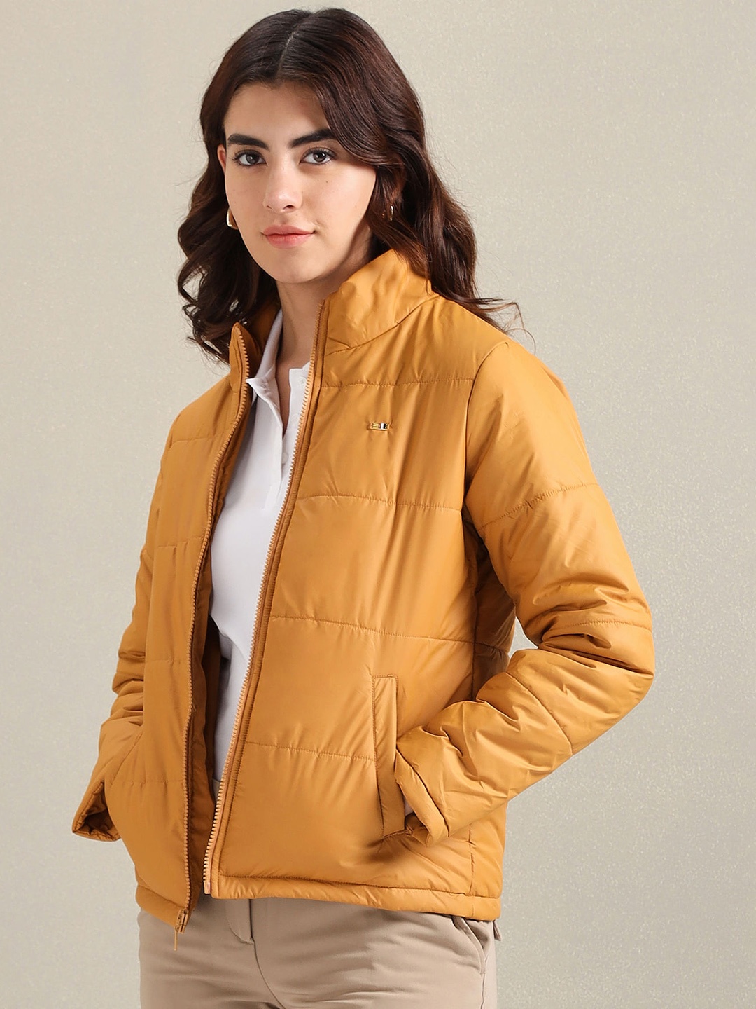 

U.S. Polo Assn. Women Mock Collar Padded Jacket, Mustard