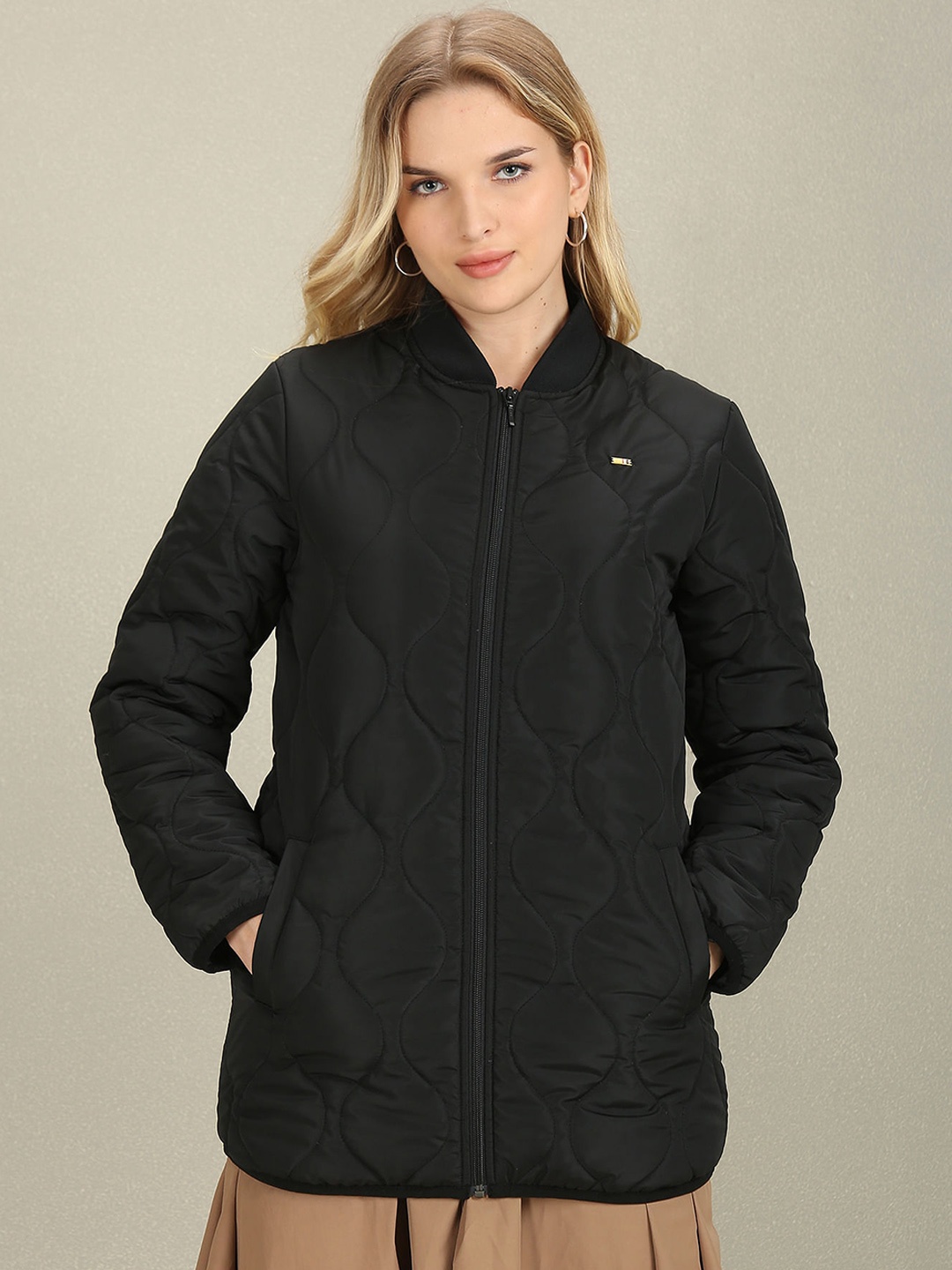 

U.S. Polo Assn. Women Stand Collar Bomber Jacket, Black